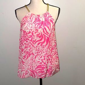 Sleeveless Pink Cheetah Lilly Pulitzer Blouse